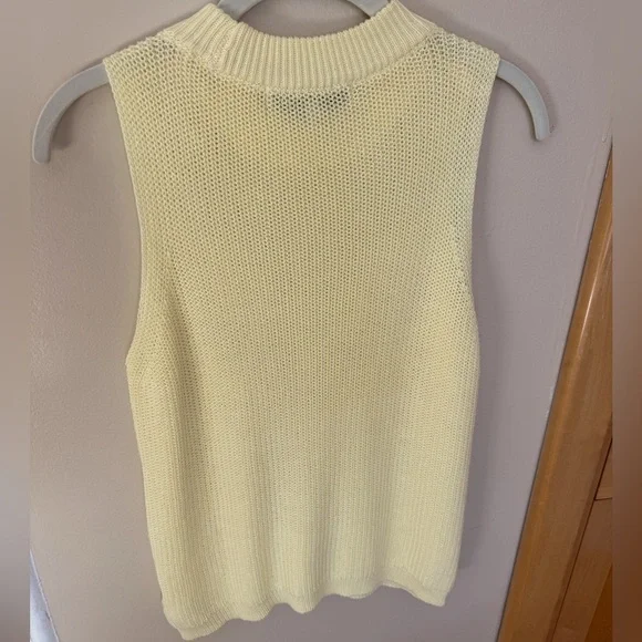 JOE’s Cotton Sweater Tank Top Yellow Sleeveless Crew Neck Anise Flower Preppy - Picture 8 of 9
